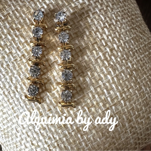 Silver Dangle Earrings with Pave Gemstones - Picture 1 of 1